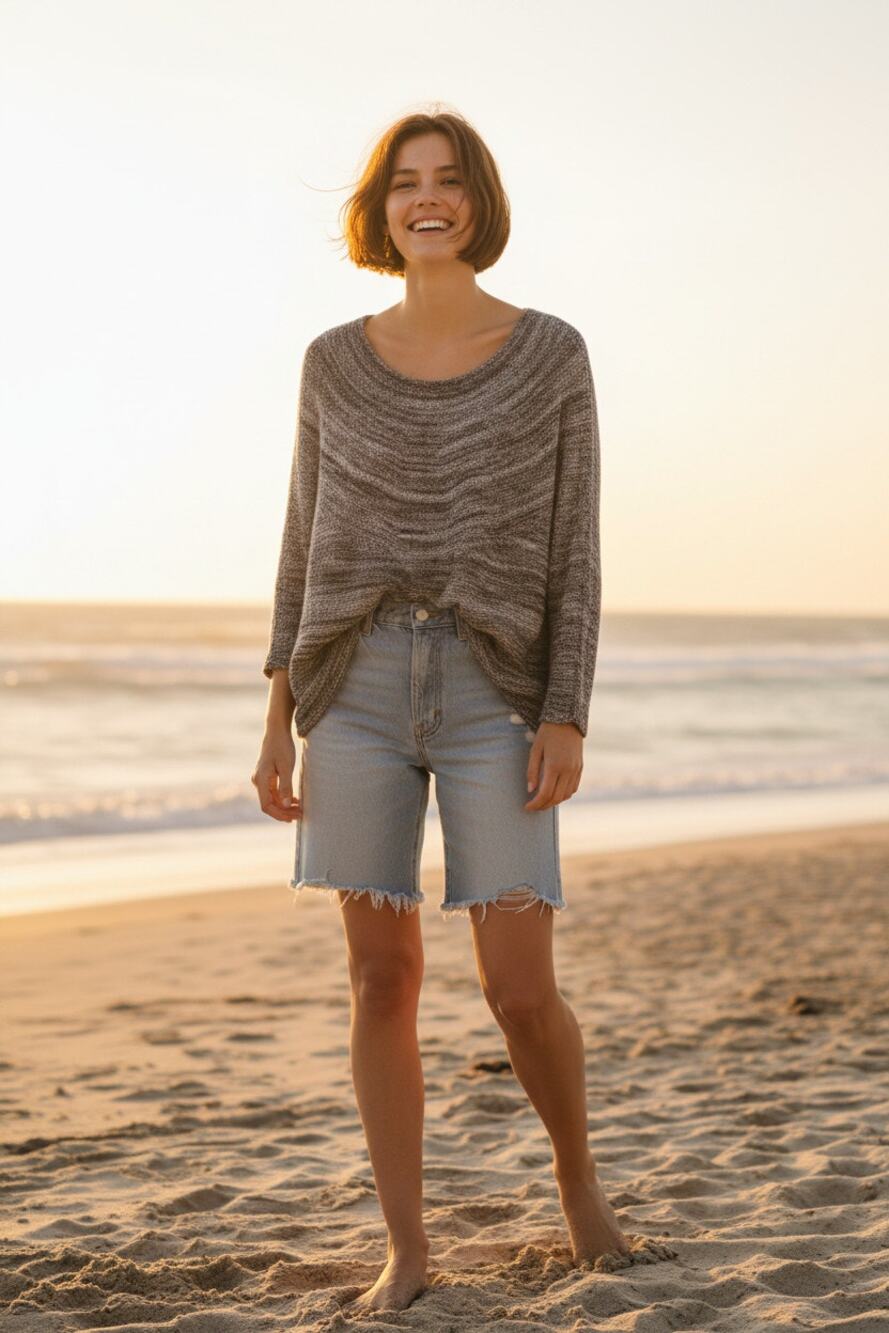 NIC+ZOE Loose Knit Scoop Neck Linen Blend Sweater - Large